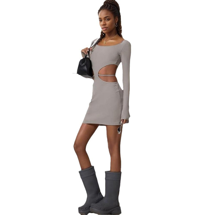 Damen Cut-Out Minikleid mit langen Ärmeln und figurbetonendem Design Drune
