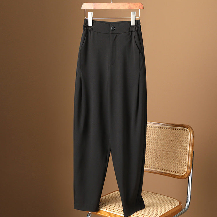 Damen Hoch taillierte, bequeme Stoffhose Drune