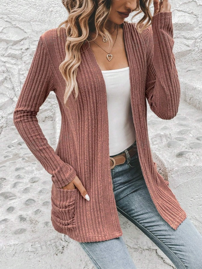 Damen Strickjacke mit modischem Rippendesign und praktischen Taschen Drune