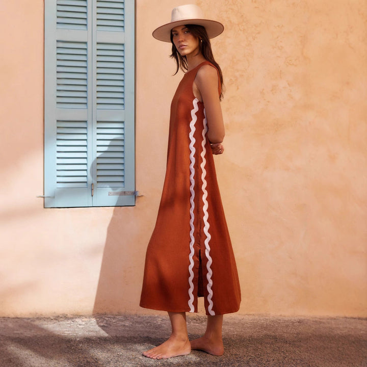 Damen Maxikleid mit elegantem Schnitt und seitlichen Schlitzen Drune