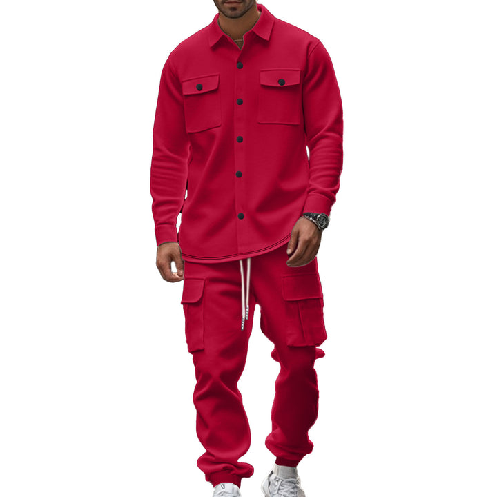 Herren nan athletisches Hemdjacke-Overshirt mit aufgesetzten Brustklappen und durchgehender Knopfleiste Drune