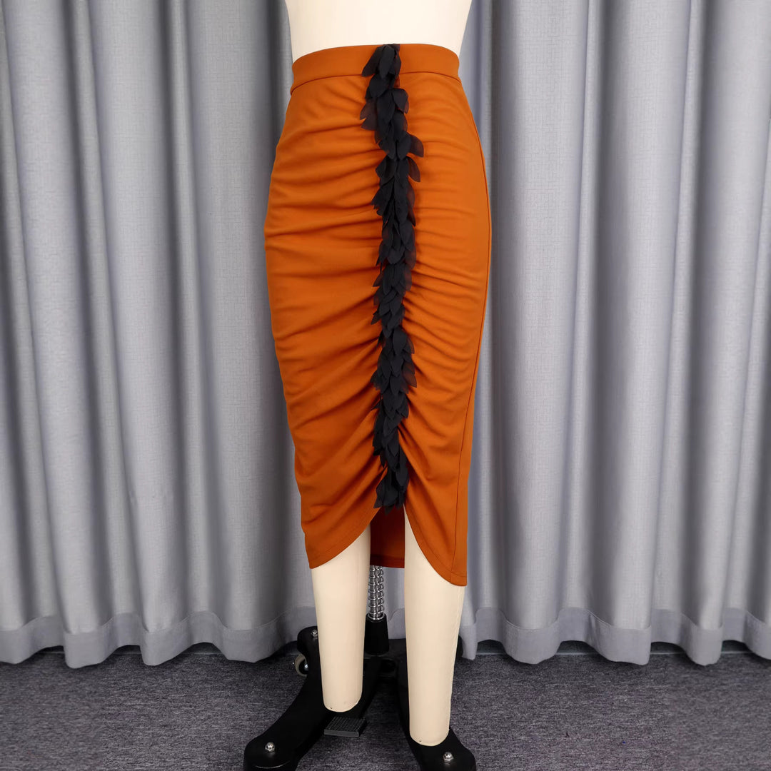 Damen eleganter Rock mit Rüschendetails Drune