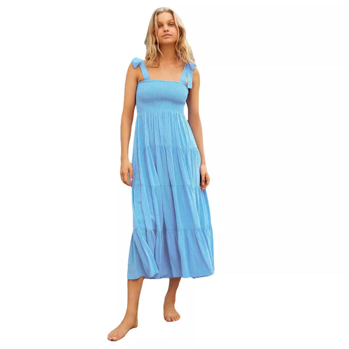 Damen Luftiges Maxikleid mit Rüschendetails und Spaghettiträgern Drune