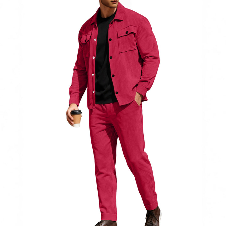 Herren nan Shirtjacke mit Pattentaschen und gerade geschnittene Chinohose Drune