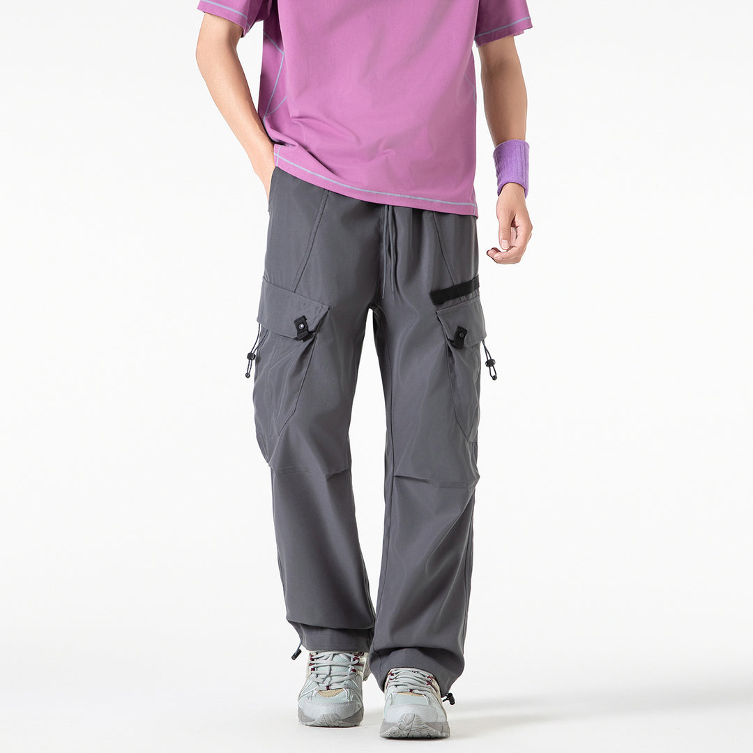 Herren Weite Utility-Cargo-Hose mit Tunnelzugbund, Multifachtaschen und verstellbaren Beinabschlüssen Drune
