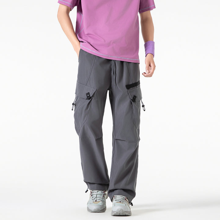 Herren Weite Utility-Cargo-Hose mit Tunnelzugbund, Multifachtaschen und verstellbaren Beinabschlüssen Drune