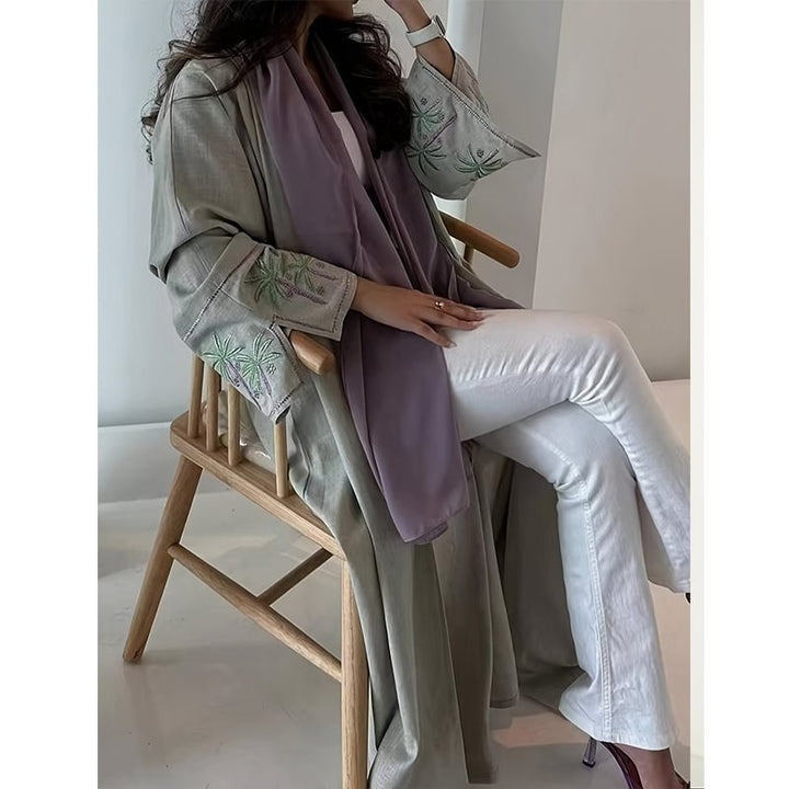 Damen elegante Kaftan-Jacke mit kunstvollen Stickdetails Drune