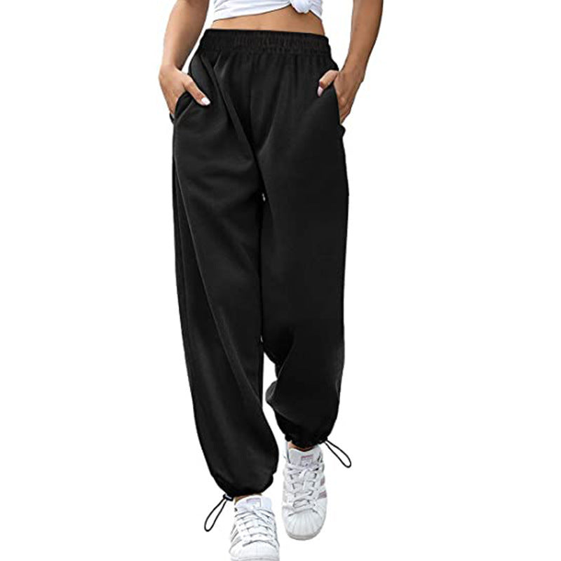 Damen Hohe Taille Entspannte Passform Jogginghose Drune