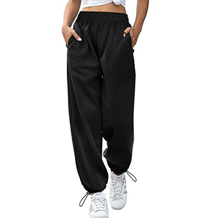 Damen Hohe Taille Entspannte Passform Jogginghose Drune