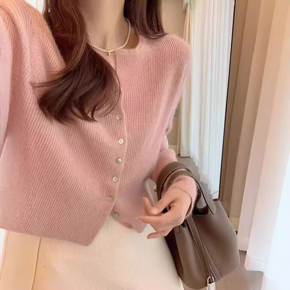 Damen weiche und gemütliche Strickjacke mit Knopfdetails Drune
