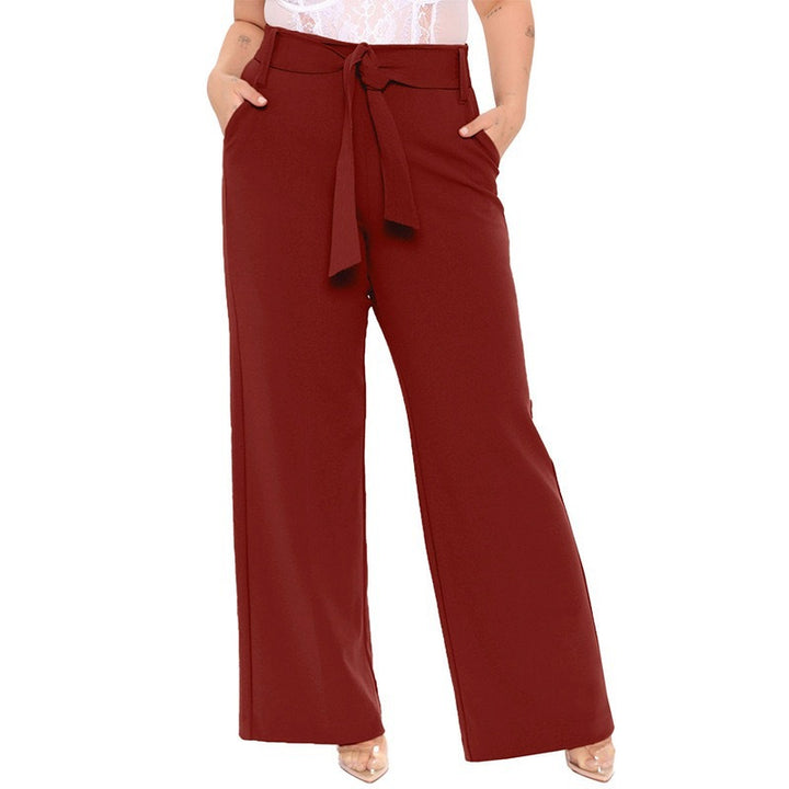 Damen elegante weit geschnittene Hose mit Bindegürtel und praktischen Taschen Drune