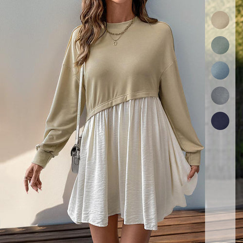Damen Lässiges Sweatshirt‑Minikleid im Babydoll‑Lagenlook mit fließendem Rockteil Drune