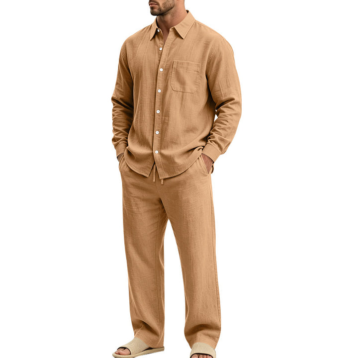 Herren legeres Leinen-Hemd mit weiter Lounge-Hose Drune