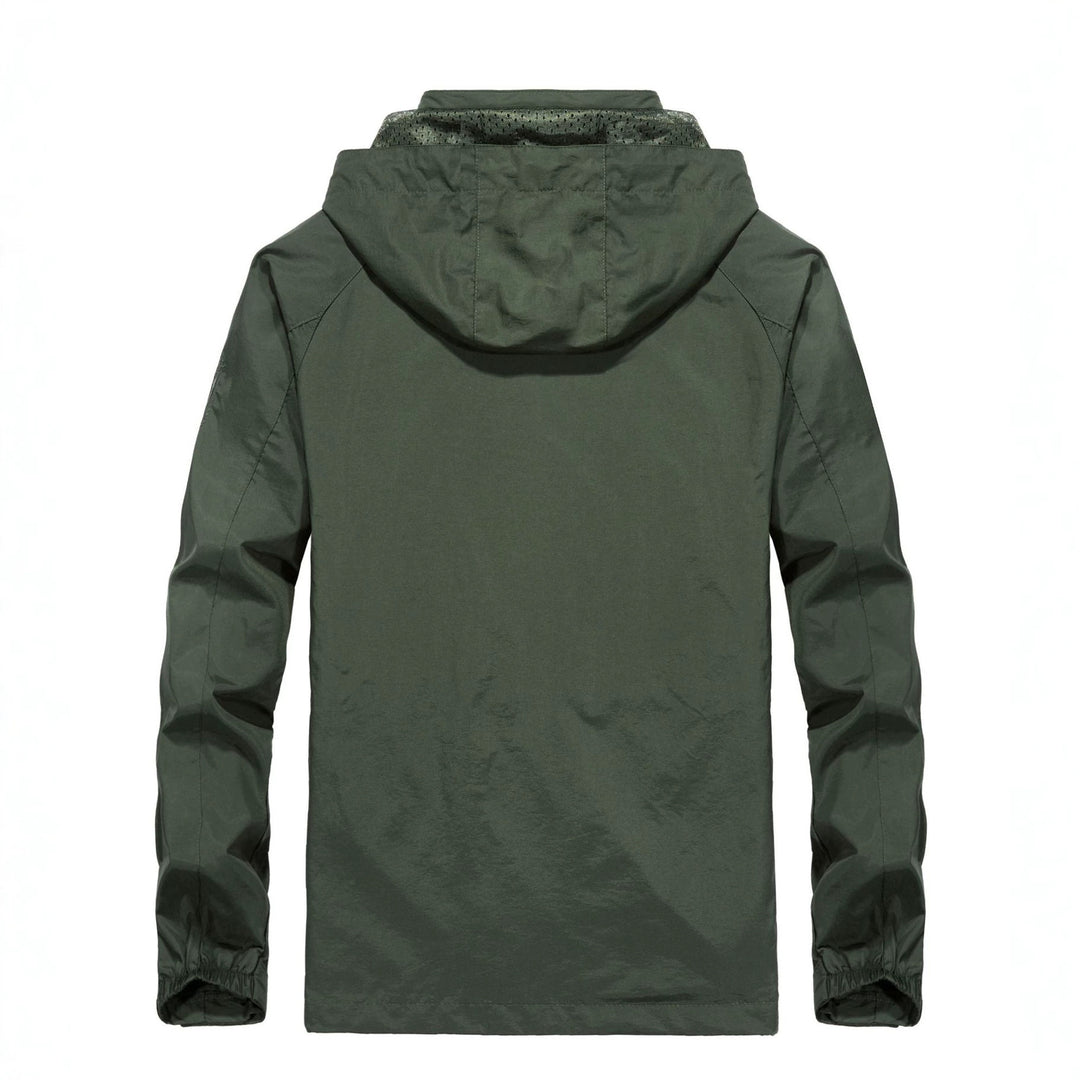 Herren Leichte Allwetter-Fieldjacke mit Kapuze, Mesh‑Innenfutter und Reißverschlusstaschen Drune