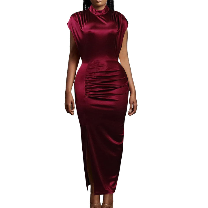 Damen elegantes und figurbetontes Midi-Kleid mit Raffungen Drune