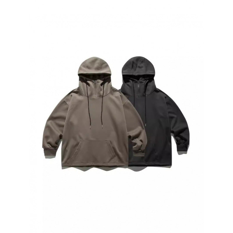 Unisex Oversize-Kapuzenpullover mit Halbreißverschluss und Kängurutasche Drune