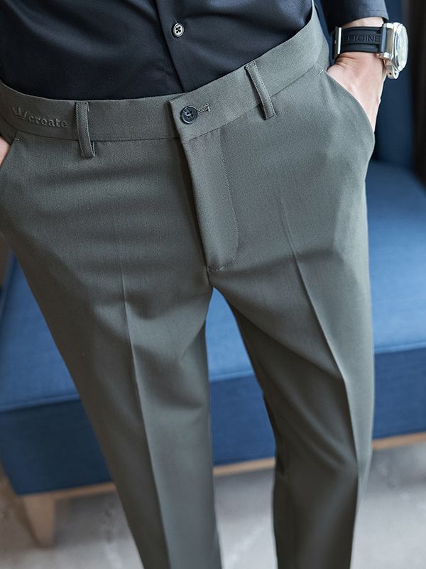 Herren elegante Anzughose mit schlanker Passform und feinem Streifenmuster Drune