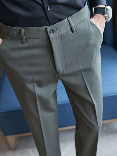 Herren elegante Anzughose mit schlanker Passform und feinem Streifenmuster Drune