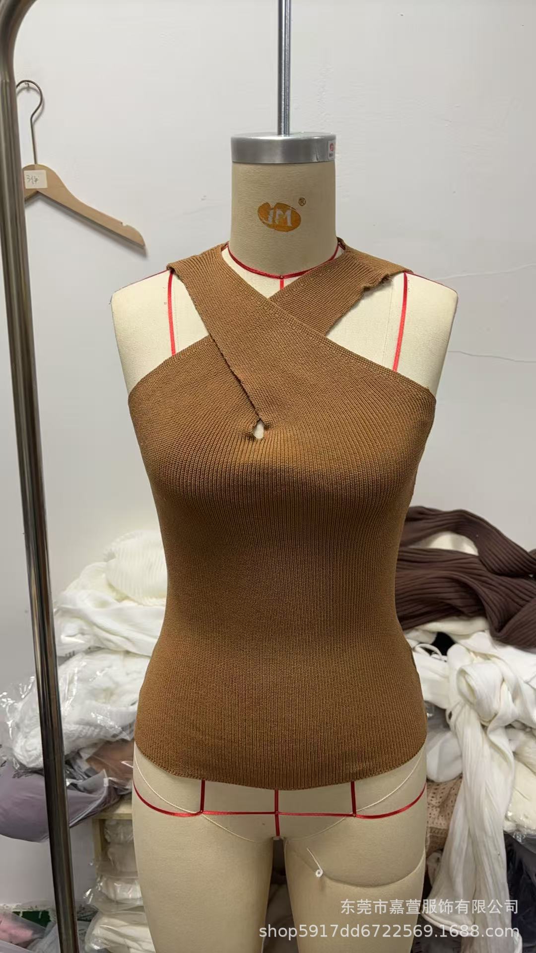 Damen Elegantes Stricktop mit gekreuztem Design und V-Ausschnitt Drune
