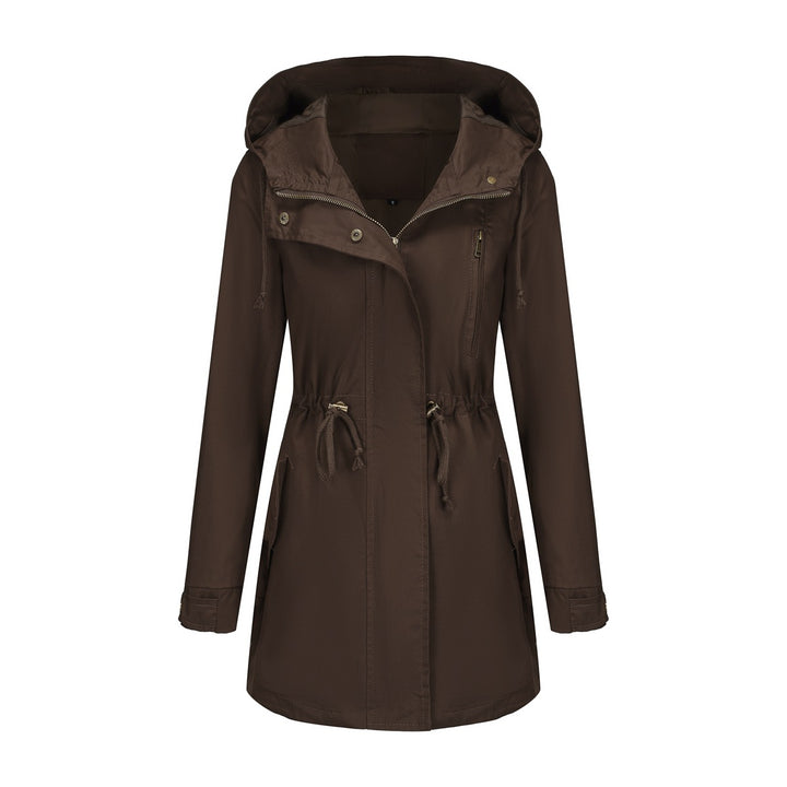 Damen nan leichter Parka mit Kapuze, Kordelzug und verdecktem Reißverschluss Drune