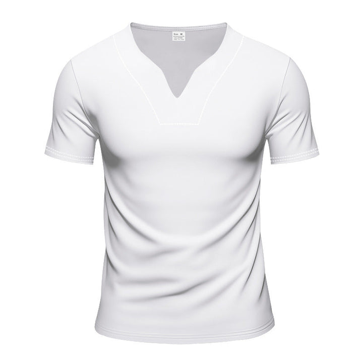 Herren kurzärmliges T-Shirt mit V-Ausschnitt und atmungsaktivem Stoff Drune