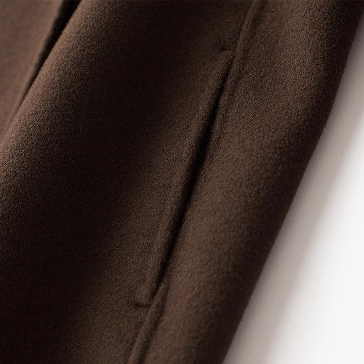 Damen Eleganter Wollmantel mit Abnehmbarer Kapuze Drune