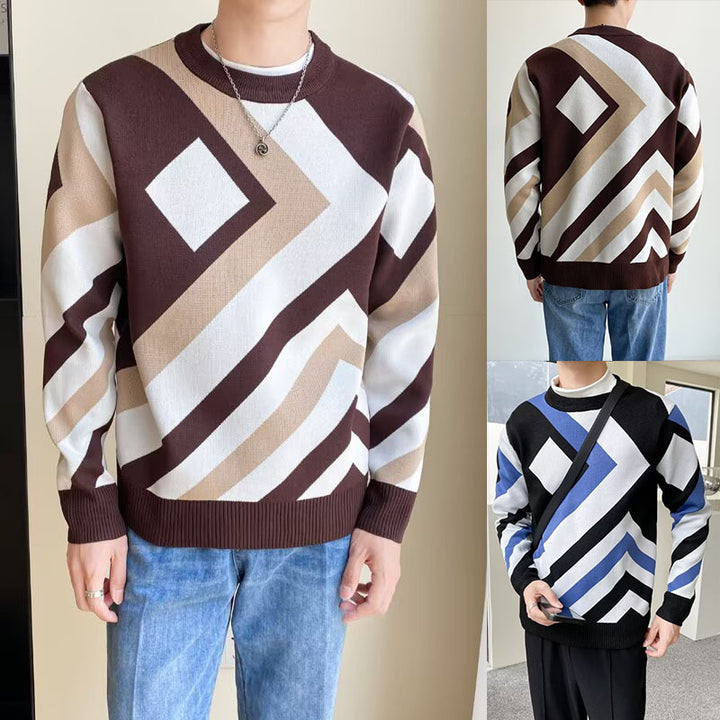 Herren Modischer Grobstrickpullover mit geometrischem Muster Drune 1787964731