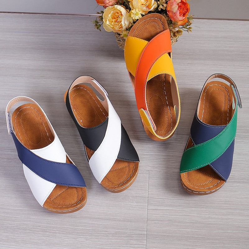 Damen Komfort-Slingback-Sandalen mit gepolstertem Fußbett und Klettverschluss Drune