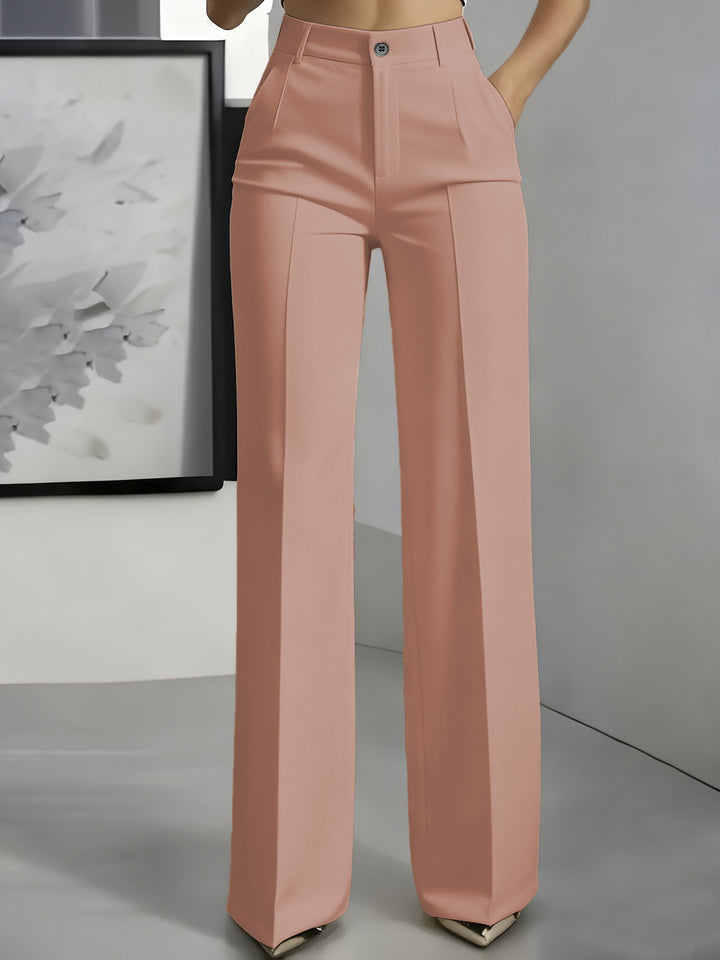 Damen Hochtaillierte Palazzo-Hose mit Bügelfalte und Eingrifftaschen Drune