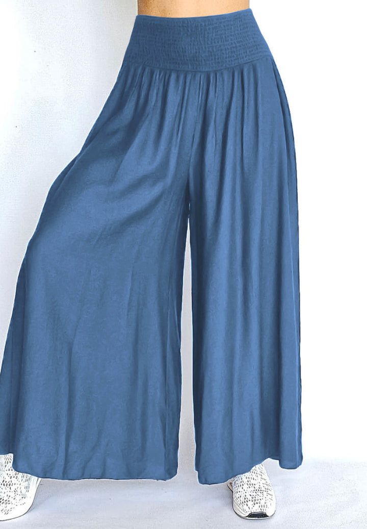 Damen Palazzo-Hosen mit hohem gesmoktem Bund und extrabreitem Bein Schnitt Drune
