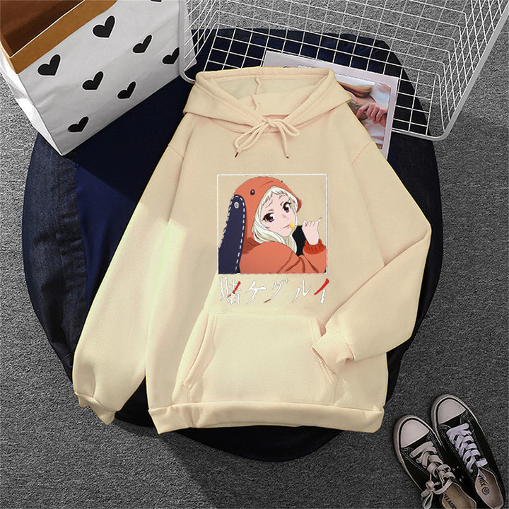 Damen nan Oversize Kapuzenpullover mit Manga-Frontprint und Kängurutasche Drune