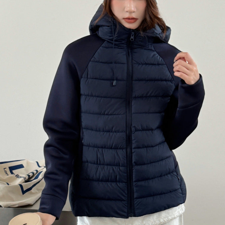 Damen Innovative Hybridjacke mit hohem Kragen und abnehmbarer Kapuze Drune