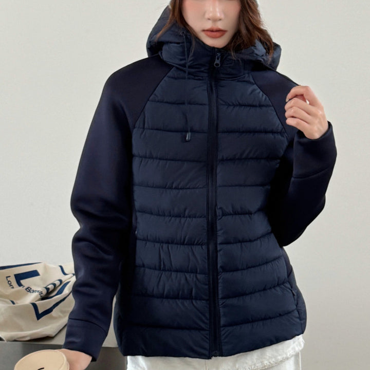 Damen Innovative Hybridjacke mit hohem Kragen und abnehmbarer Kapuze Drune