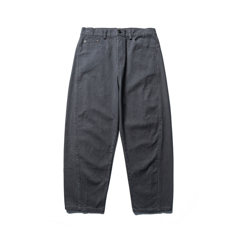Herren Konisch geschnittene Twill-Hose mit hoher Taille und fünf Taschen Drune