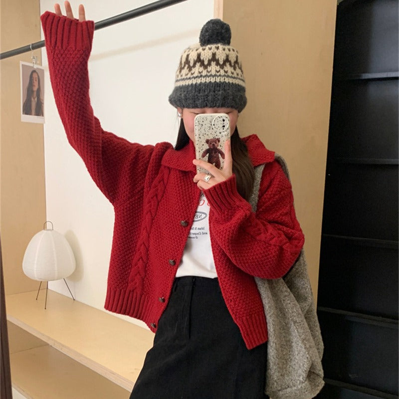 Damen gestrickte Oversized-Jacke mit Zopf- und Strukturdesign Drune