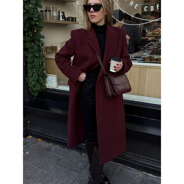 Damen Wool Blend Longcoat Drune