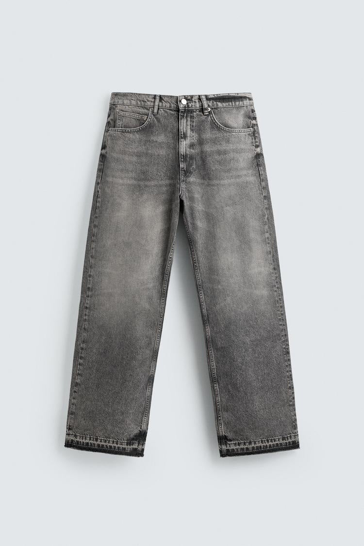 Herren Gerade geschnittene Jeans mit hoher Leibhöhe und Vintage‑Washed-Effekt Drune