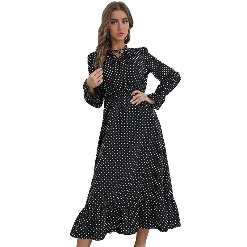 Damen Elegantes Midikleid mit Punktmuster Drune