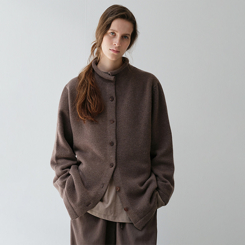Damen Wärmende Wolljacke mit Stehkragen Drune
