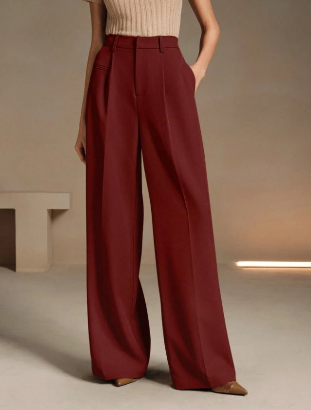 Damen Weite und elegante Anzughose mit hohen Bund Drune