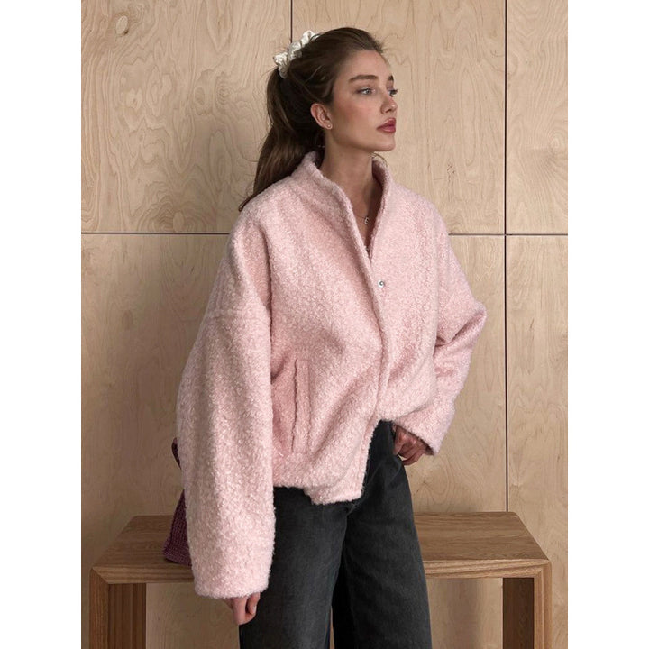 Damen Flauschige Kapuzenjacke aus Teddyfell mit seitlichen Taschen Drune
