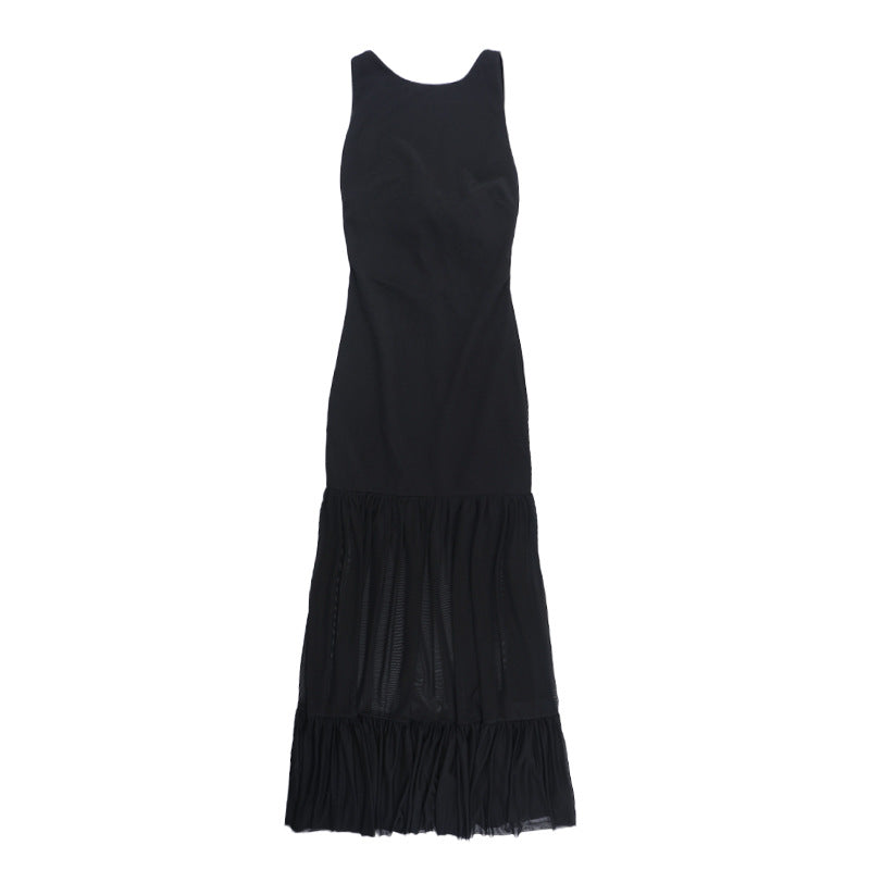 Damen Elegantes Maxikleid mit transparenten Einsätzen und Rüschendetails Drune