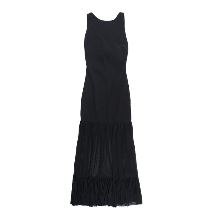 Damen Elegantes Maxikleid mit transparenten Einsätzen und Rüschendetails Drune