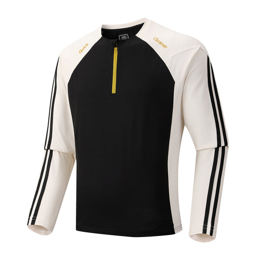 Herren Atmungsaktives Langarm-Trainingsshirt mit kurzem Reißverschluss und Raglanärmeln Drune