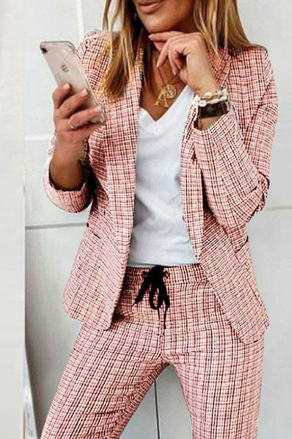 Drune | Karo Blazer Mantel & Kordelzughose Satz