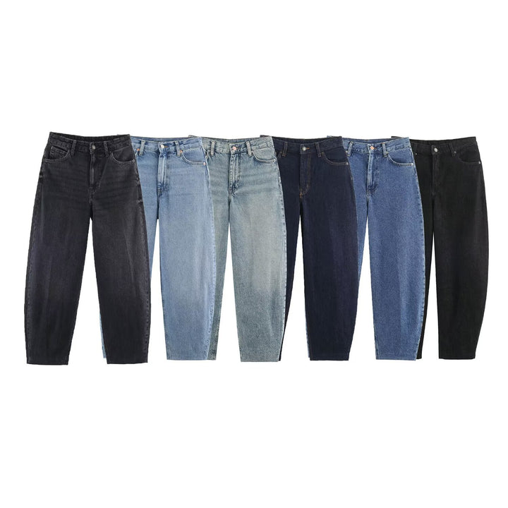 Damen Hochtaillierte Relaxed‑Fit Jeans mit konischem Bein Drune