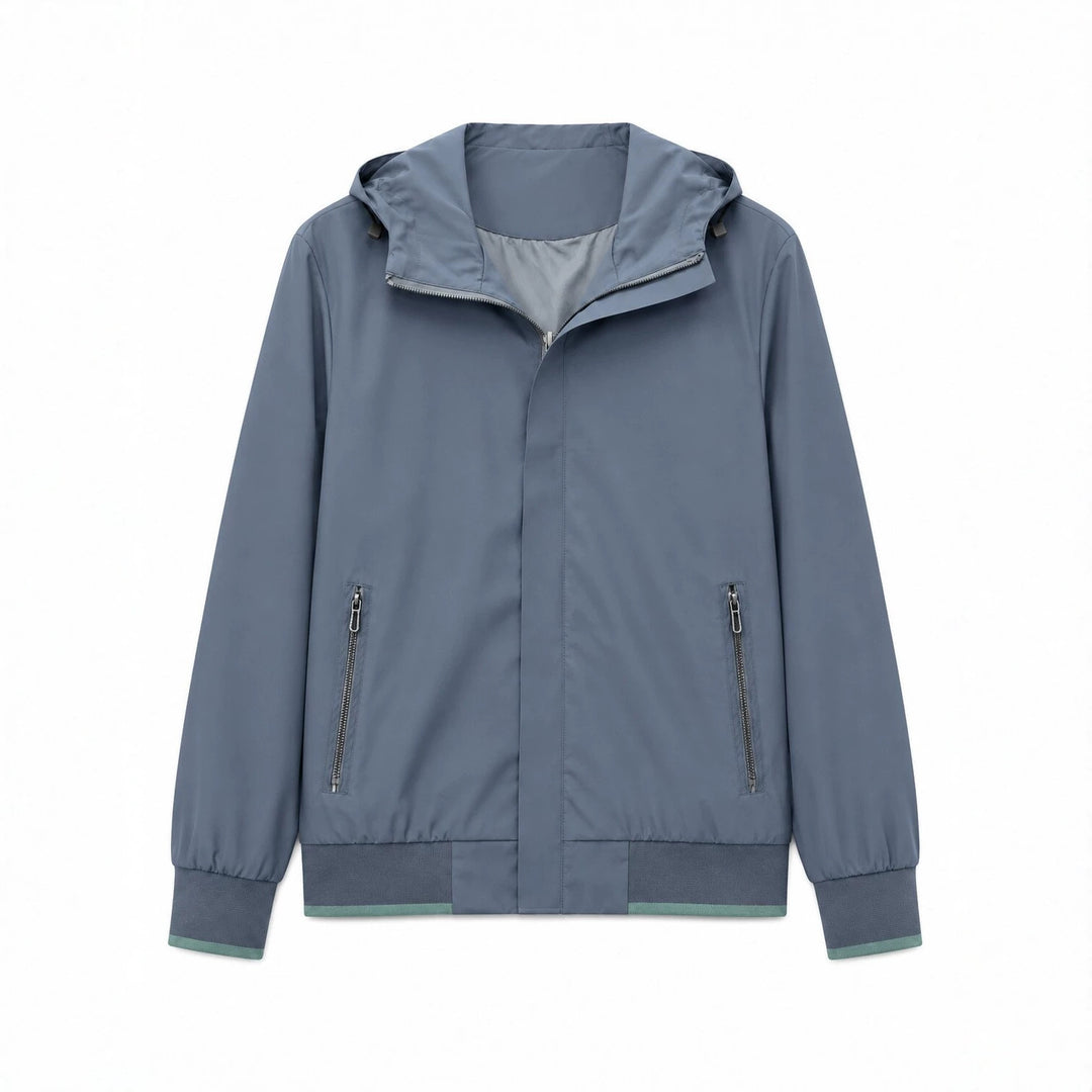 Herren Kapuzen-Blouson Leichter Windbreaker mit geripptem Saum und verdeckter Reißverschlussleiste Drune