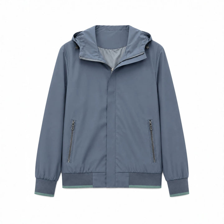Herren Kapuzen-Blouson Leichter Windbreaker mit geripptem Saum und verdeckter Reißverschlussleiste Drune