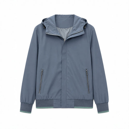 Herren Kapuzen-Blouson Leichter Windbreaker mit geripptem Saum und verdeckter Reißverschlussleiste Drune
