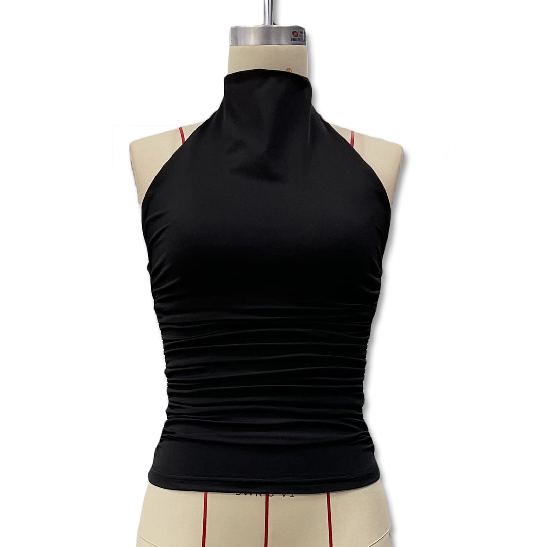 Damen Enganliegendes Highneck-Top mit Raffung Drune